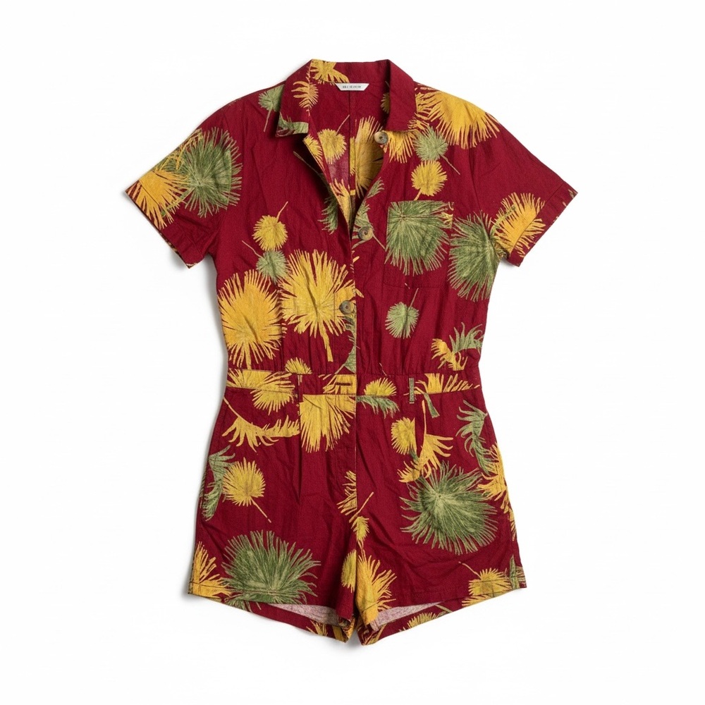 Free People Tropical Print Button Front Romper Size M New